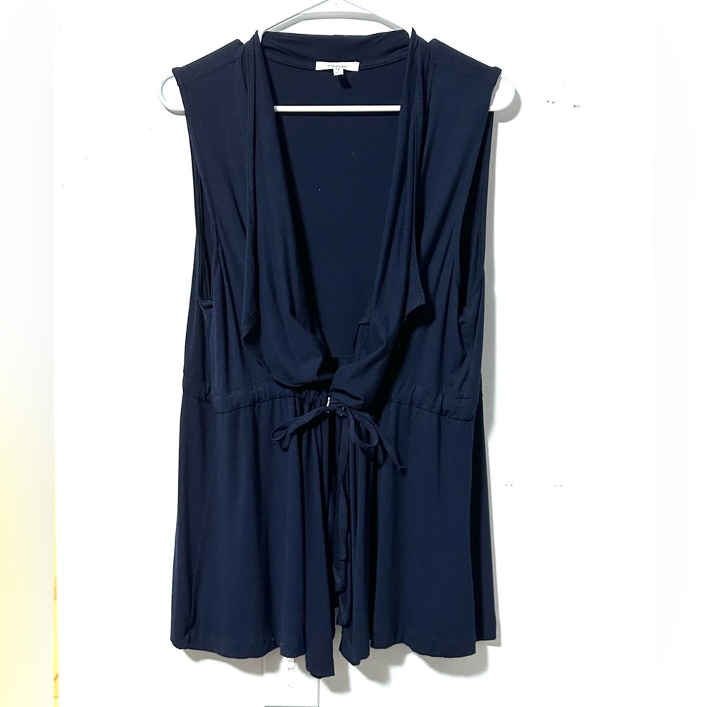 NWOT women's xl Maurice's tie front vest, dark blue, adjustable waist